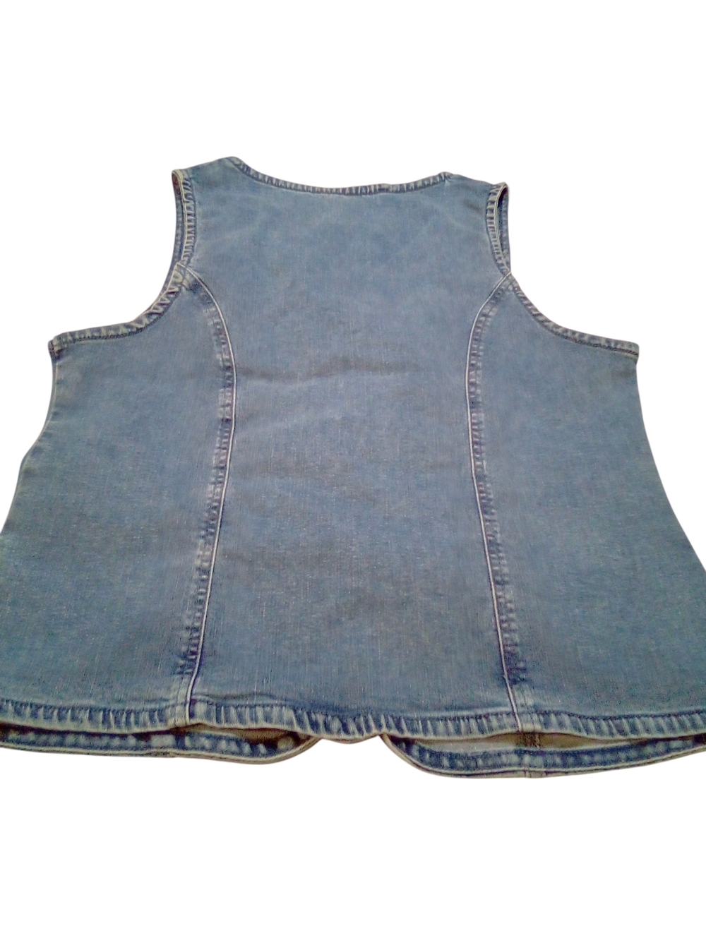 Nicole Miller New York Medium Denim Vest Tie Front Sleeveless Top Medium Blue - Picture 9 of 10